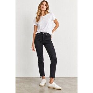 AYR The Chiller Jeans Women 25 Eclipse Black Cigarette Leg Raw Hem Denim Casual